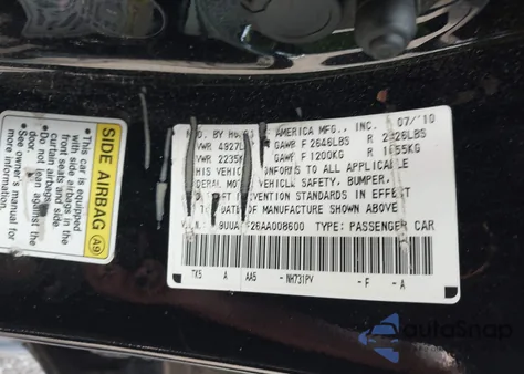 2010 Acura Tl from USA, damaged, VIN 19UUA9F26AA008600